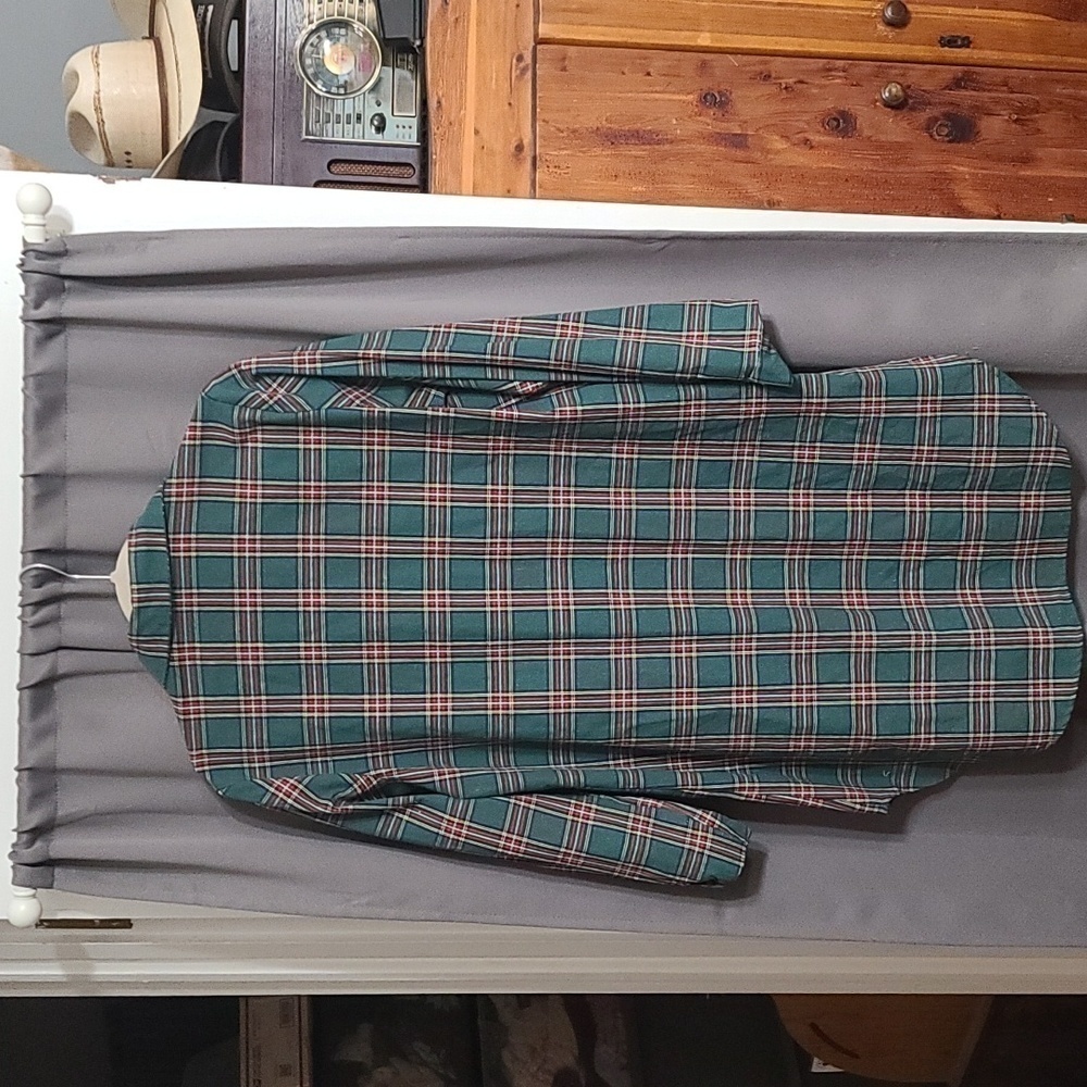 Style Dome Womens Green Plaid Tunic/Shirt Dress Buttons Size L EUC - Picture 4 of 7